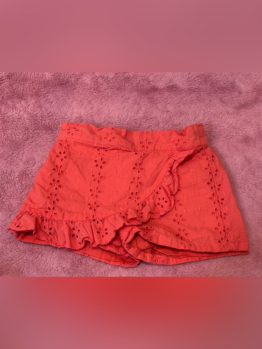 Janie and Jack Coral Eyelet Ruffle Skort